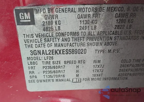 2014 Chevrolet Captiva Sport 2Ls from USA, damaged, VIN 3GNAL2EKXES589020